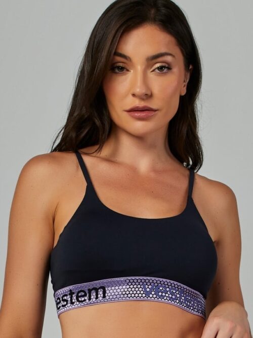 Top Média Sustentação Elástico Hera Preto