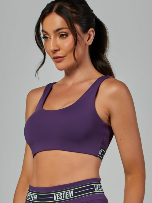 Top Alta Sustentação Elástico Impulse Roxo Ametista