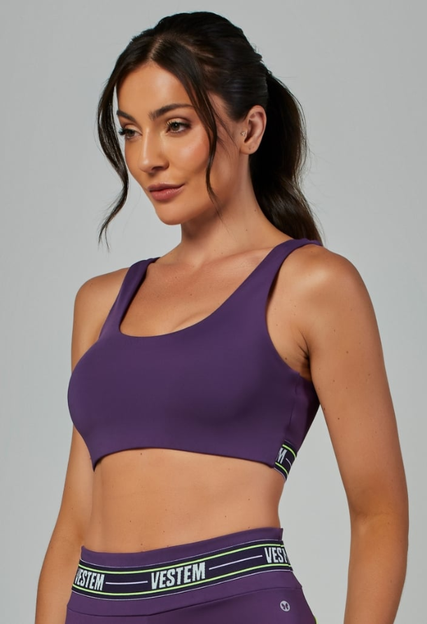 Top Alta Sustentação Elástico Impulse Roxo Ametista