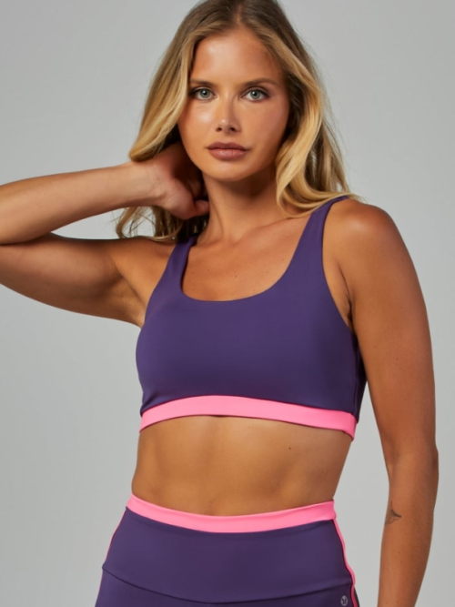Top Média Sustentação Bicolor Vivid Roxo Ametista