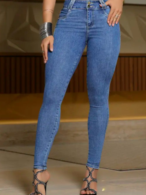 Calça Skinny Hot Pants Modeladora e Casual com Lavado Médio Pit Bull Jeans