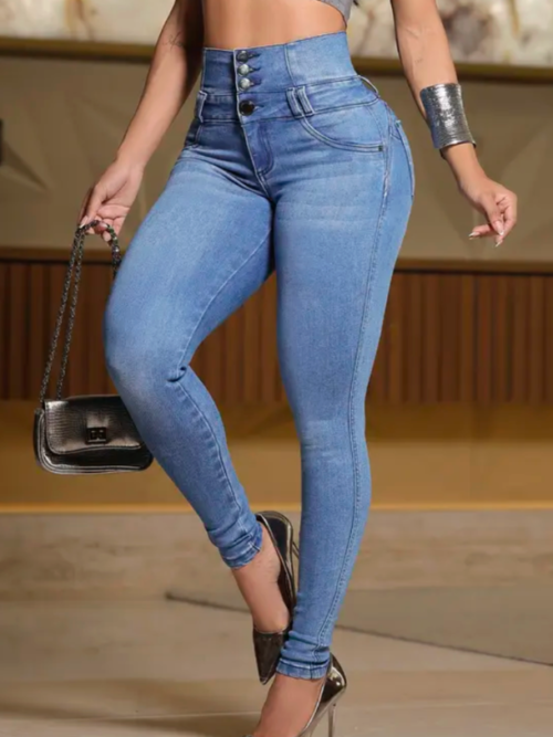 Calça Cintura Perfeita Jeans Claro Estilosa Pit Bull Jeans