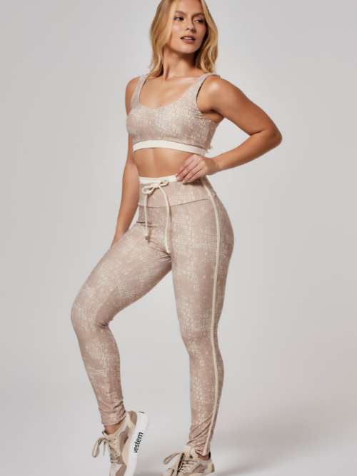 Conjunto Empina Bumbum Estampado Wild Logomania Candy Bege Nude