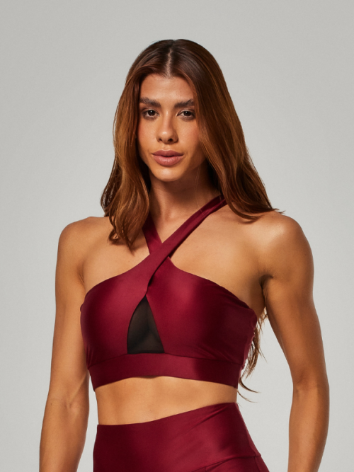 Top com Tule Thalia Vermelho Carmim